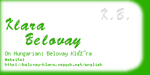 klara belovay business card